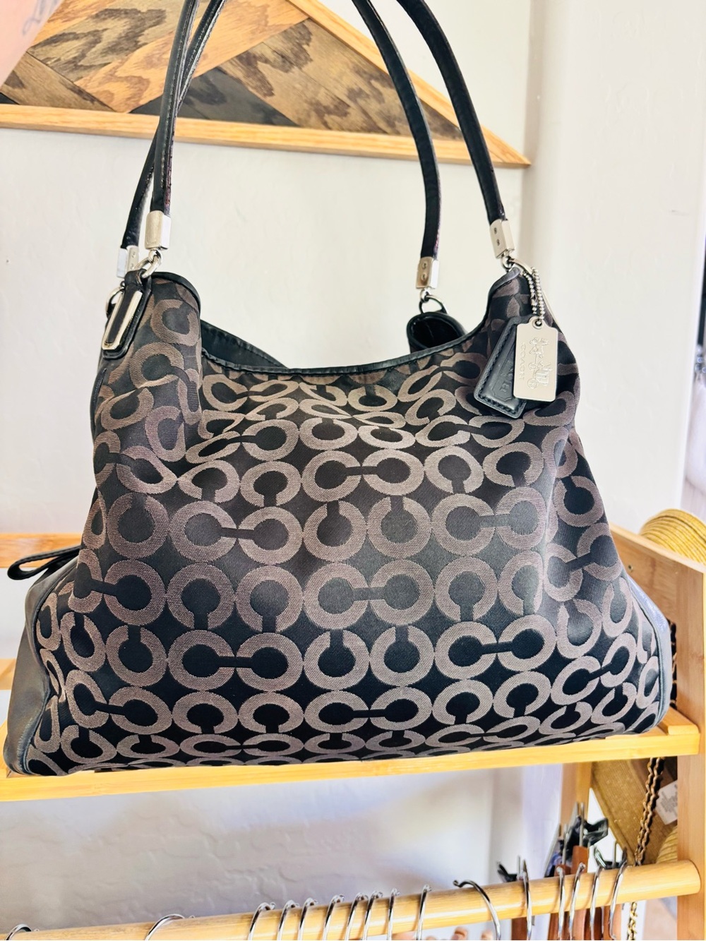 Coach Madison Black Phoebe Op Art Signature Hobo Bag EUC - Picture 3 of 16